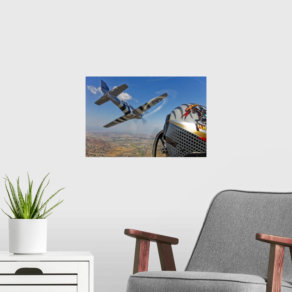 A modern room featuring Airborne with The Horsemen, the only modern P-51D Mustang aerobatic flight team.