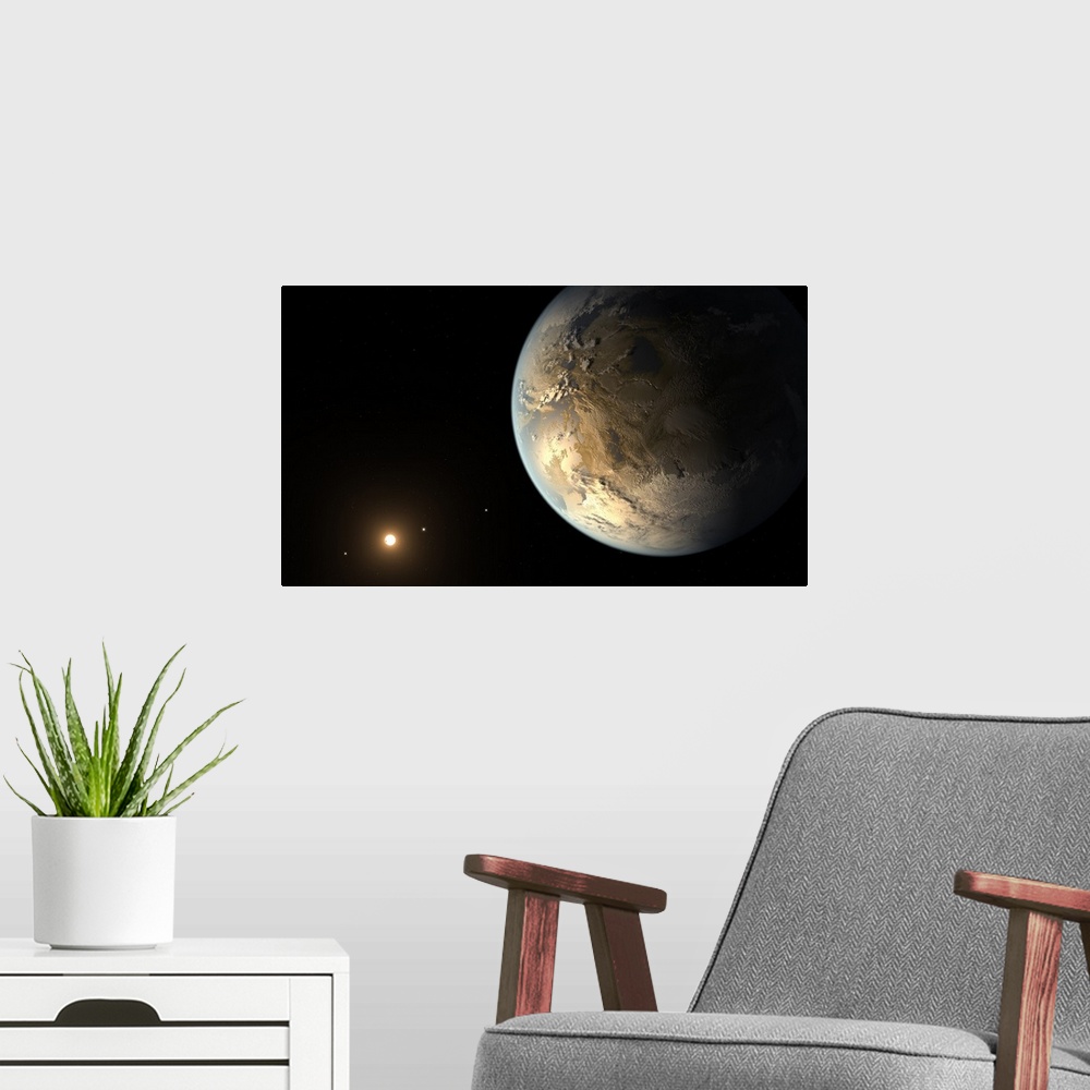 A modern room featuring The artist's concept depicts Kepler-186f, the first validated Earth-size planet to orbit a distan...