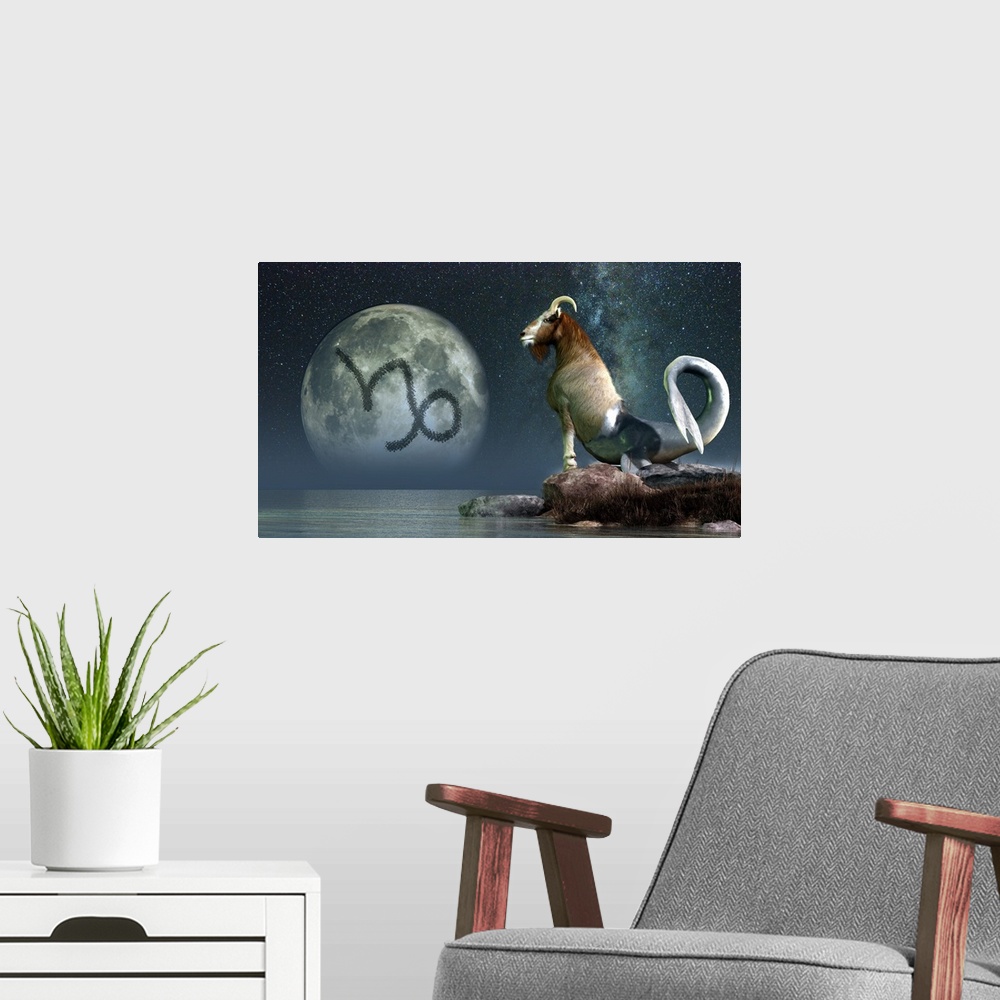 A modern room featuring Capricorn is the tenth astrological sign of the Zodiac. Its symbol is the sea goat.
