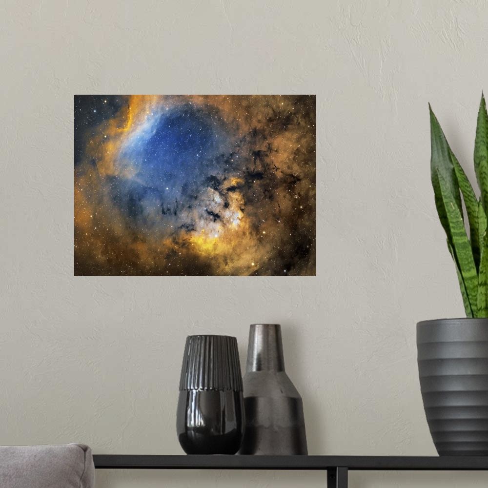 A modern room featuring Cederblad 214 emission nebula in the constellation Cepheus.