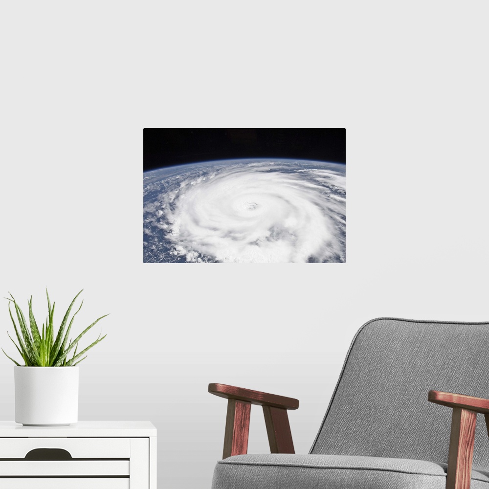 A modern room featuring September 14, 2010 - Hurricane Igor about 648 miles east of Barbuda Island in the Lesser Antilles...