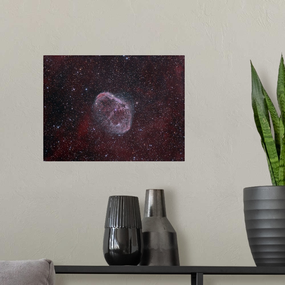 A modern room featuring NGC 6888, the Crescent Nebula.