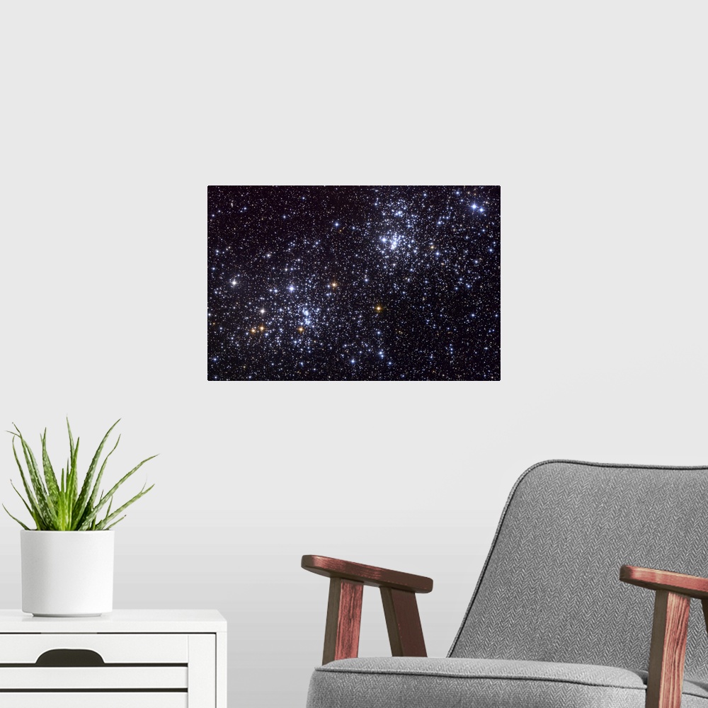 A modern room featuring NGC 884 an open cluster in the constellation of Perseus