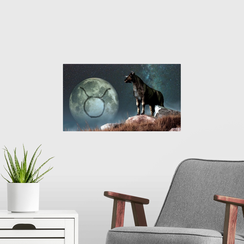 A modern room featuring Taurus is the second astrological sign of the Zodiac. Its symbol is the bull here depicted as a b...