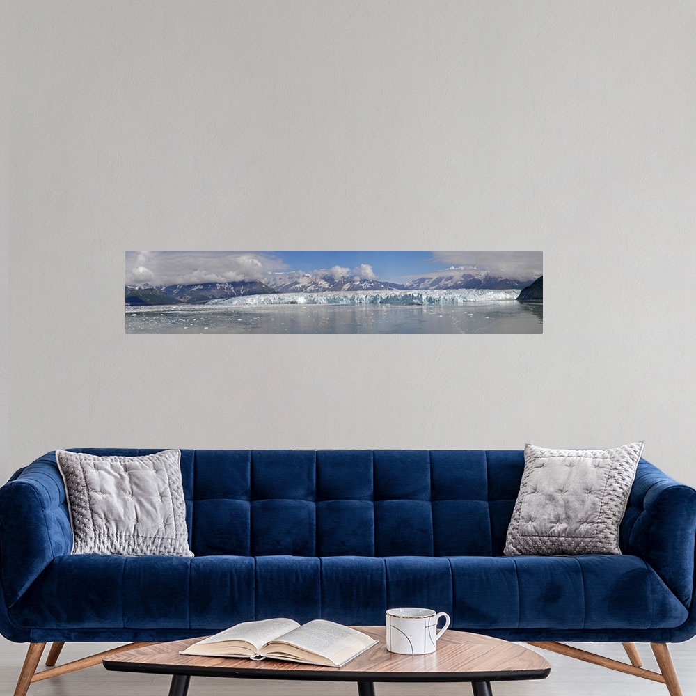 A modern room featuring Hubbard Glacier, the largest tidewater glacier in the world. The Hubbard and Turner/Haenke Glacie...