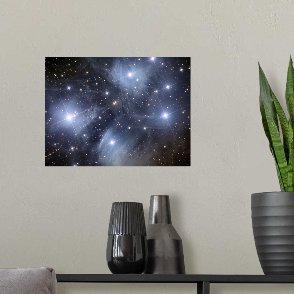 A modern room featuring The Pleiades, an open cluster of stars in the constellation Taurus.