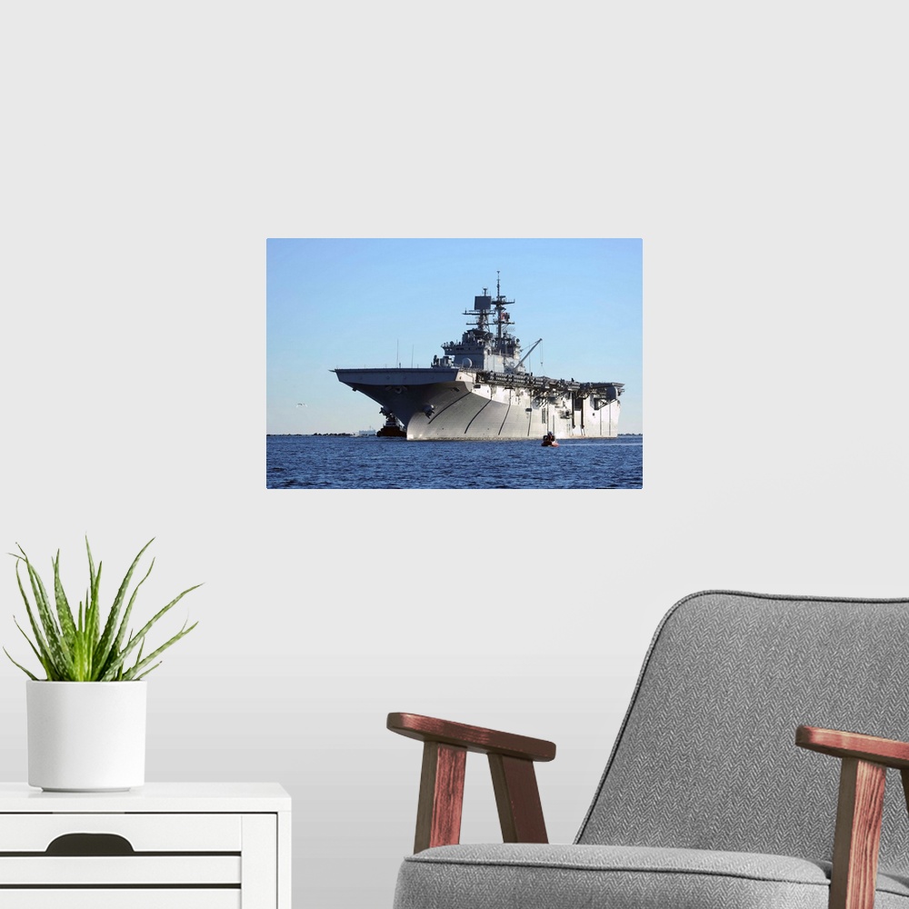 A modern room featuring November 2, 2012 - The multipurpose amphibious assault ship USS Bataan (LHD 5) arrives at Naval S...