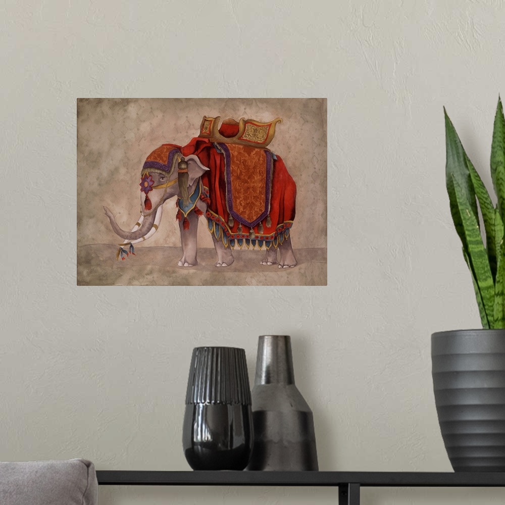A modern room featuring Ceremonial Elephants I