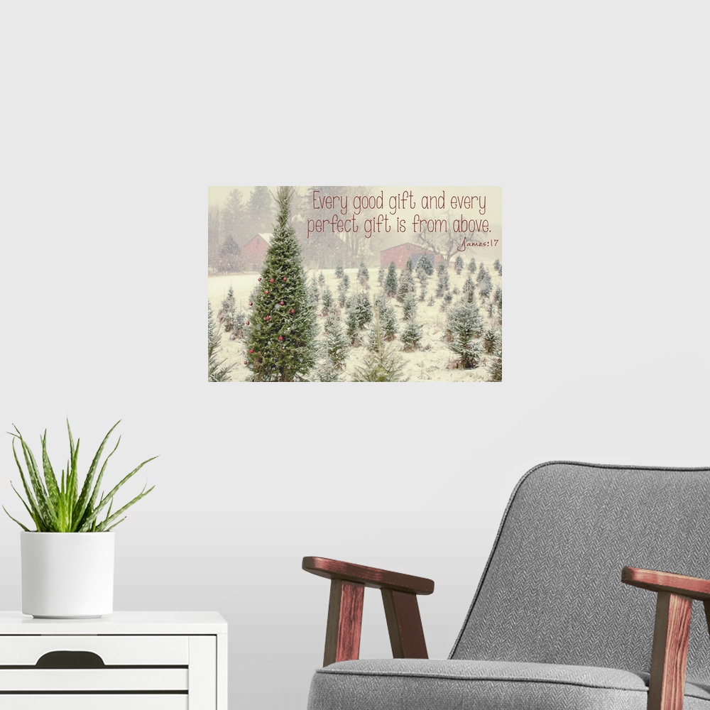 A modern room featuring Holiday Messages I