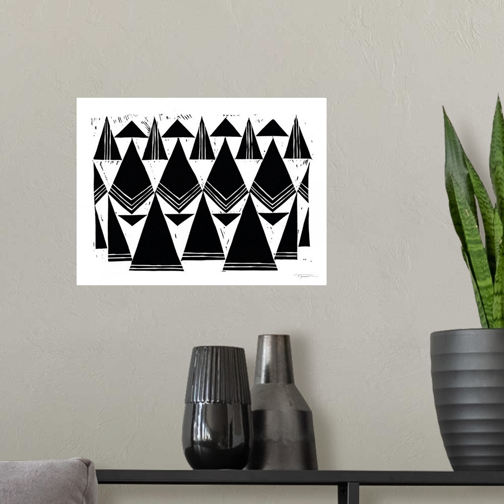A modern room featuring Triangles That Repeat In Black