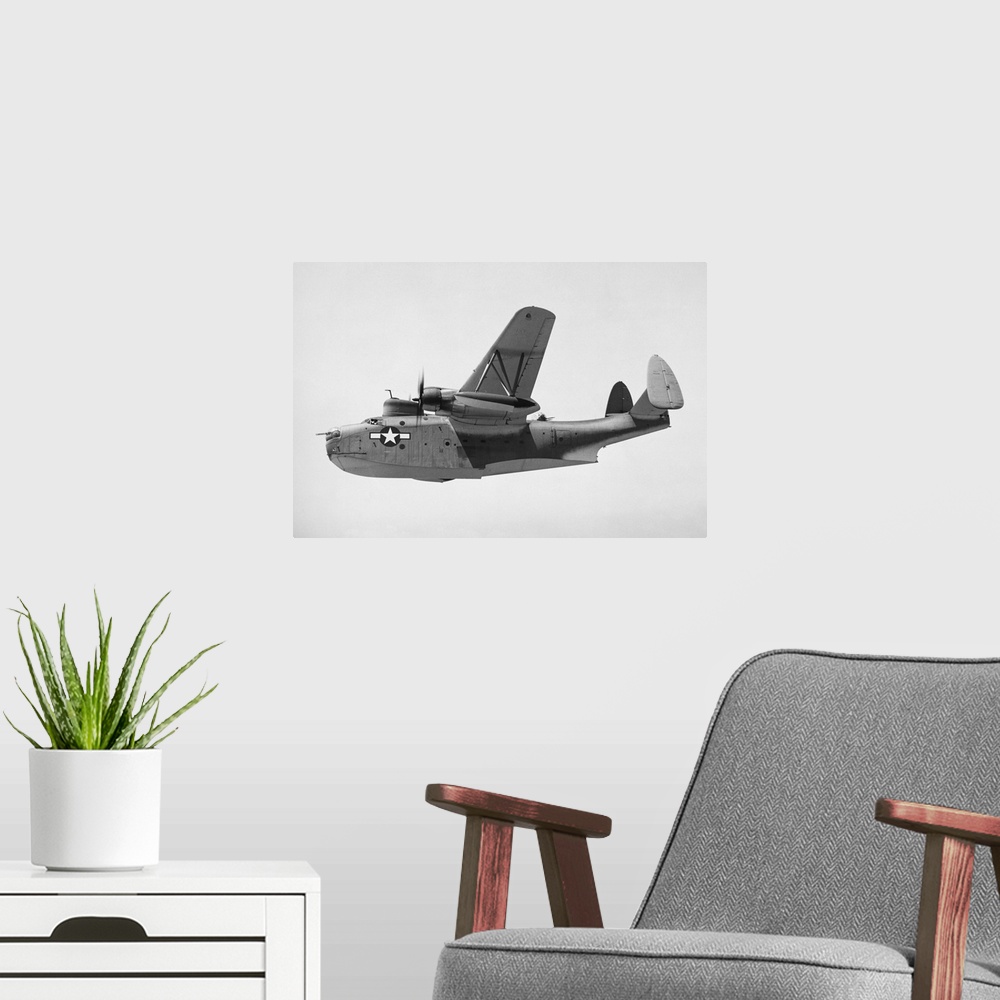 A modern room featuring A Martin PBM Mariner flying 'boat' in World War II.