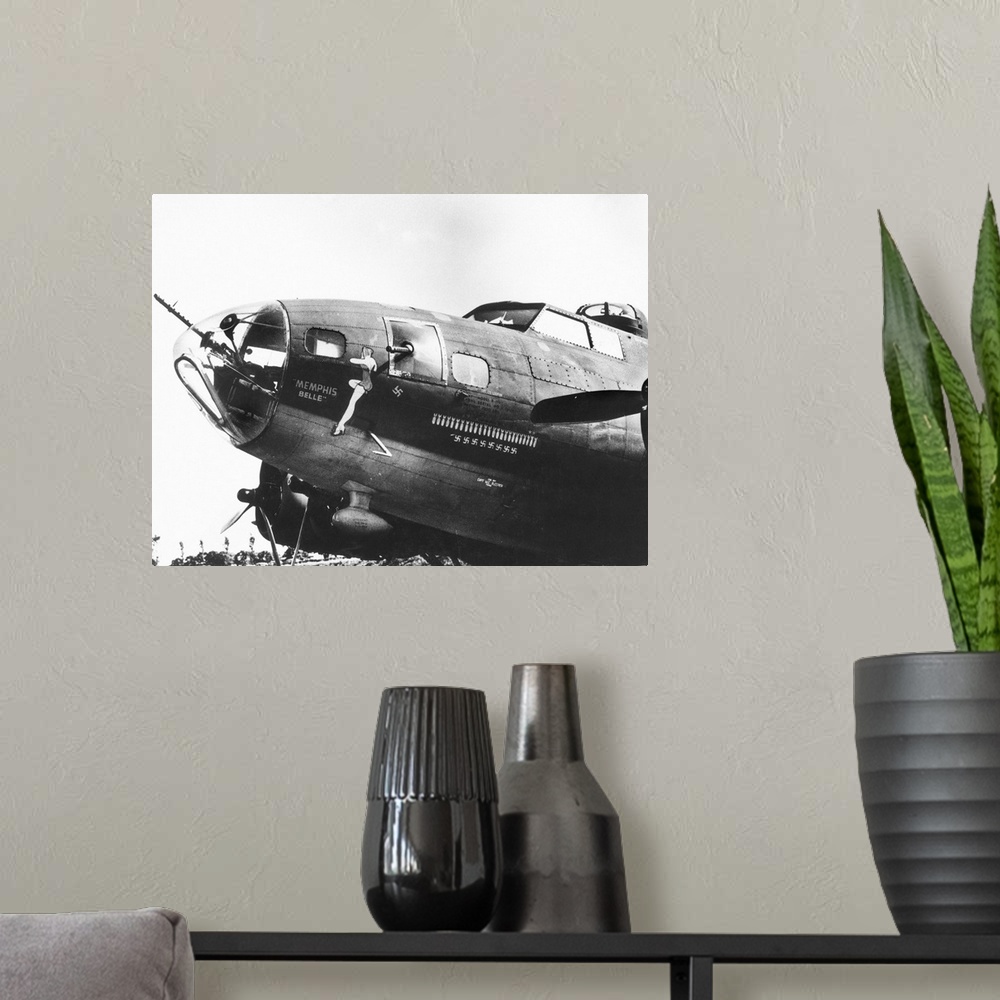 A modern room featuring The B-17 'Memphis Belle', one of the most famous bombers of WWII.