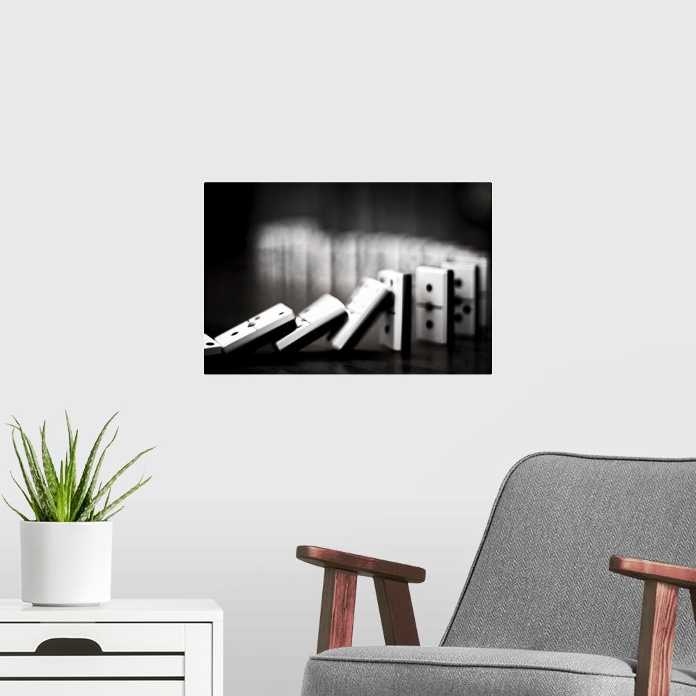 A modern room featuring The domino effect in black and white