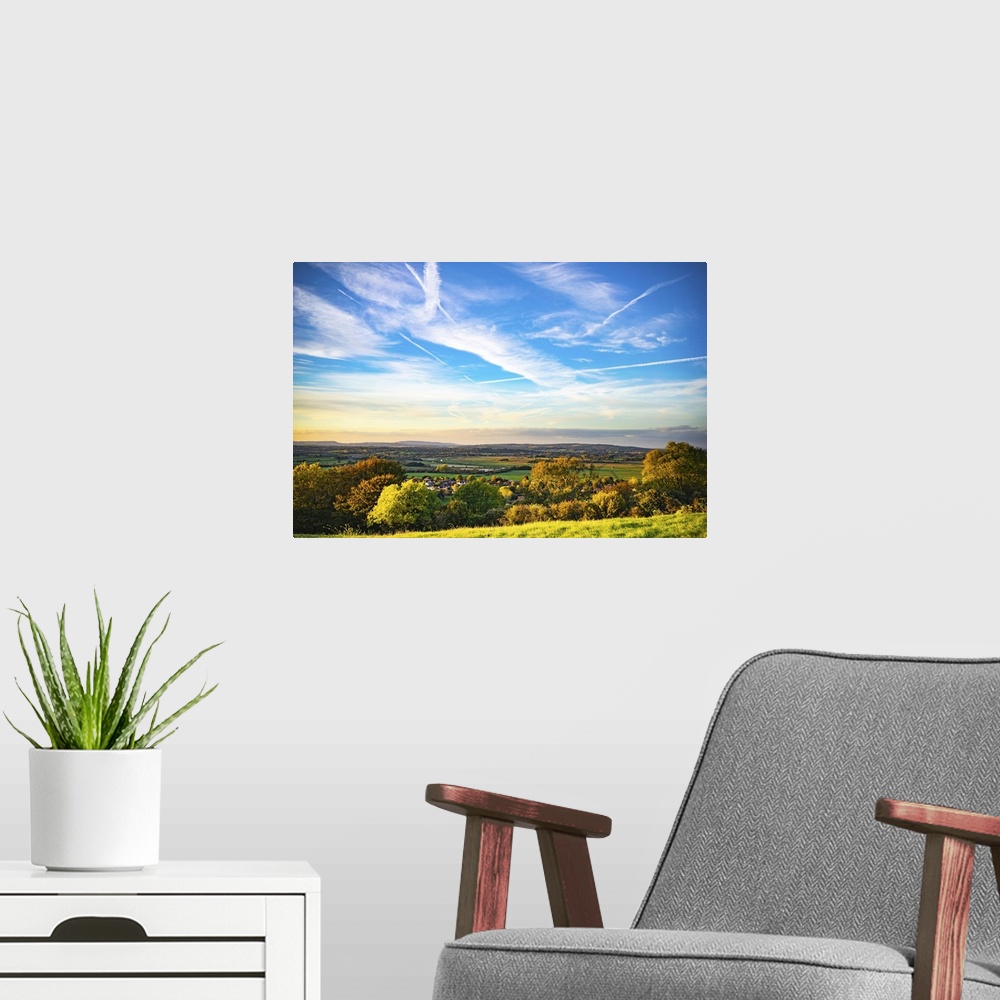 A modern room featuring The South Downs in West Sussex.