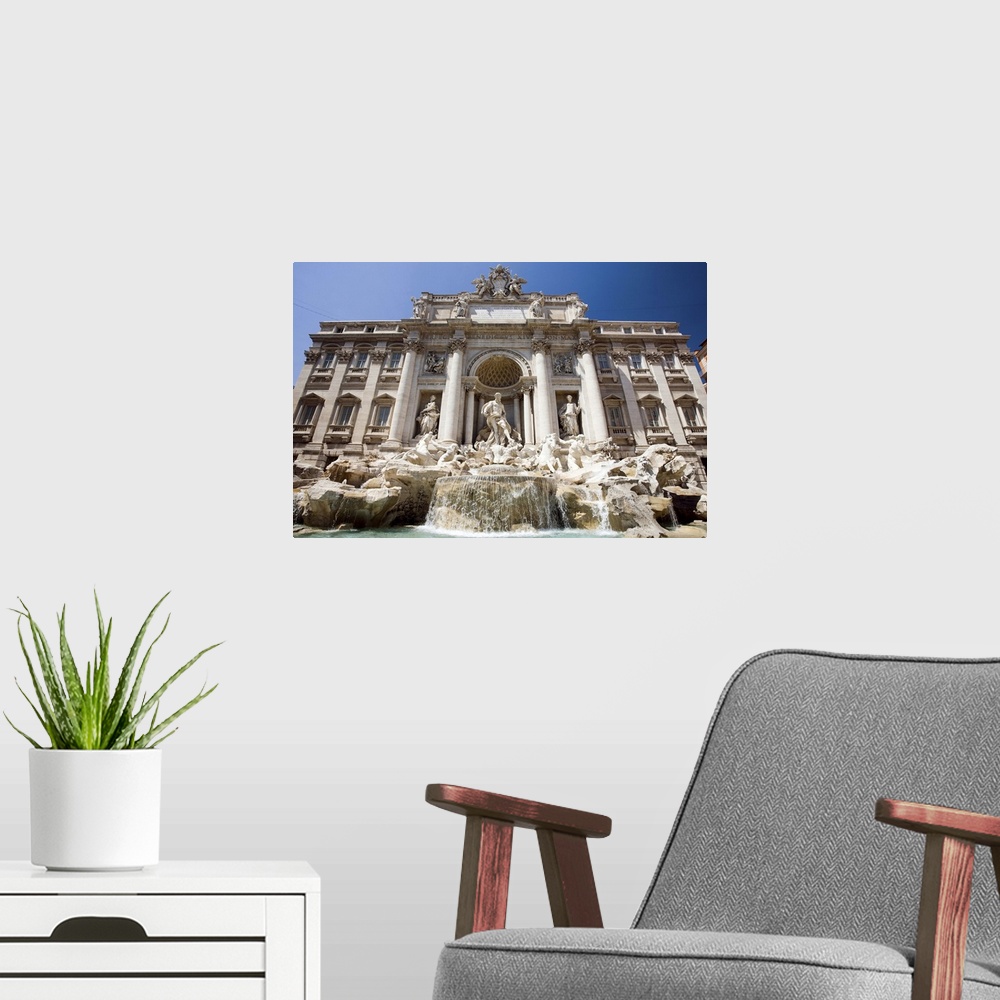 A modern room featuring Trevi fountain, Rome