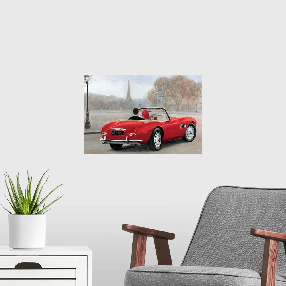 A modern room featuring A Ride in Paris III Red Car