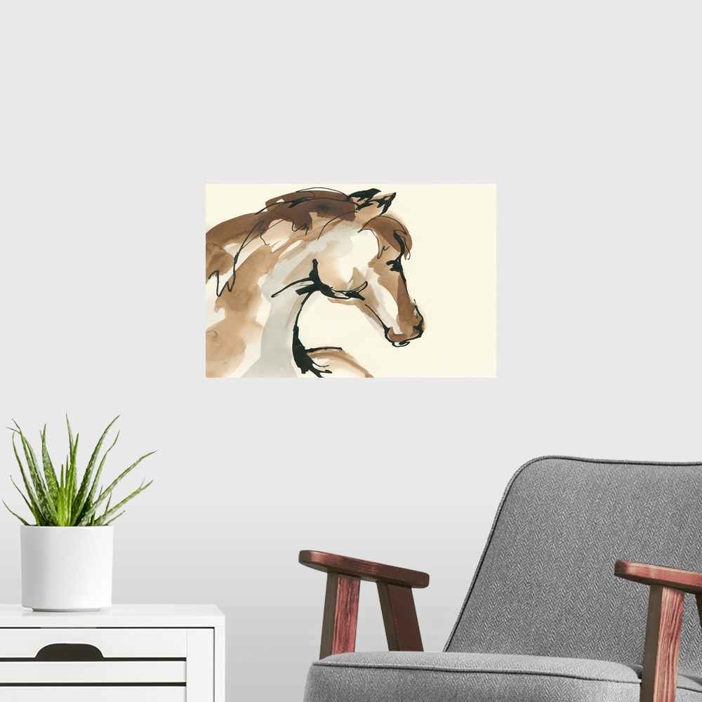 A modern room featuring Horse Head I