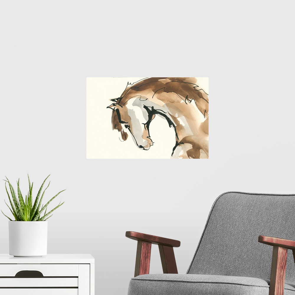 A modern room featuring Horse Head II
