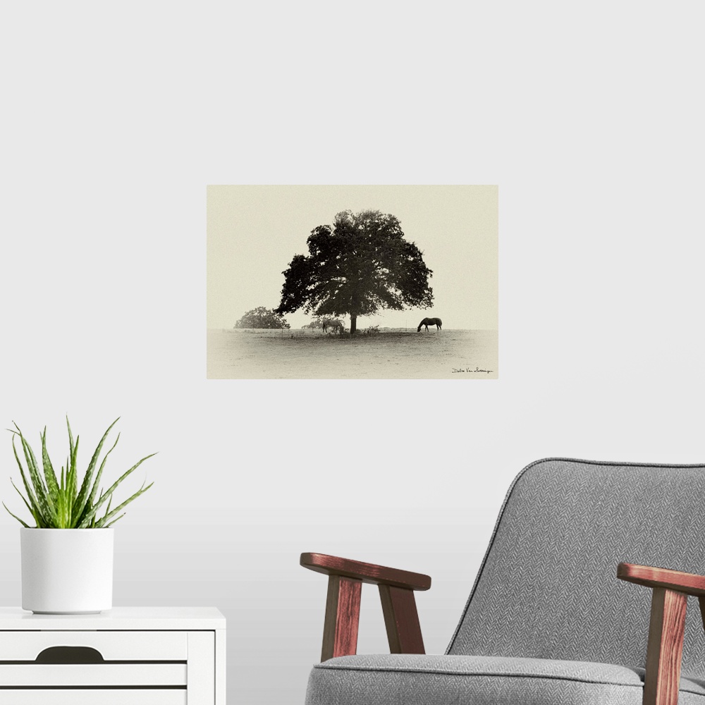 A modern room featuring Horses and Trees I