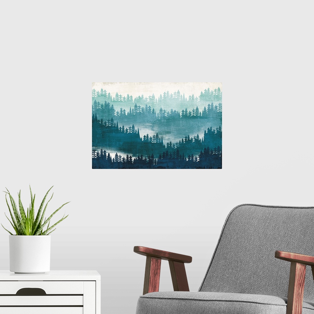 A modern room featuring Mountainscape Blue