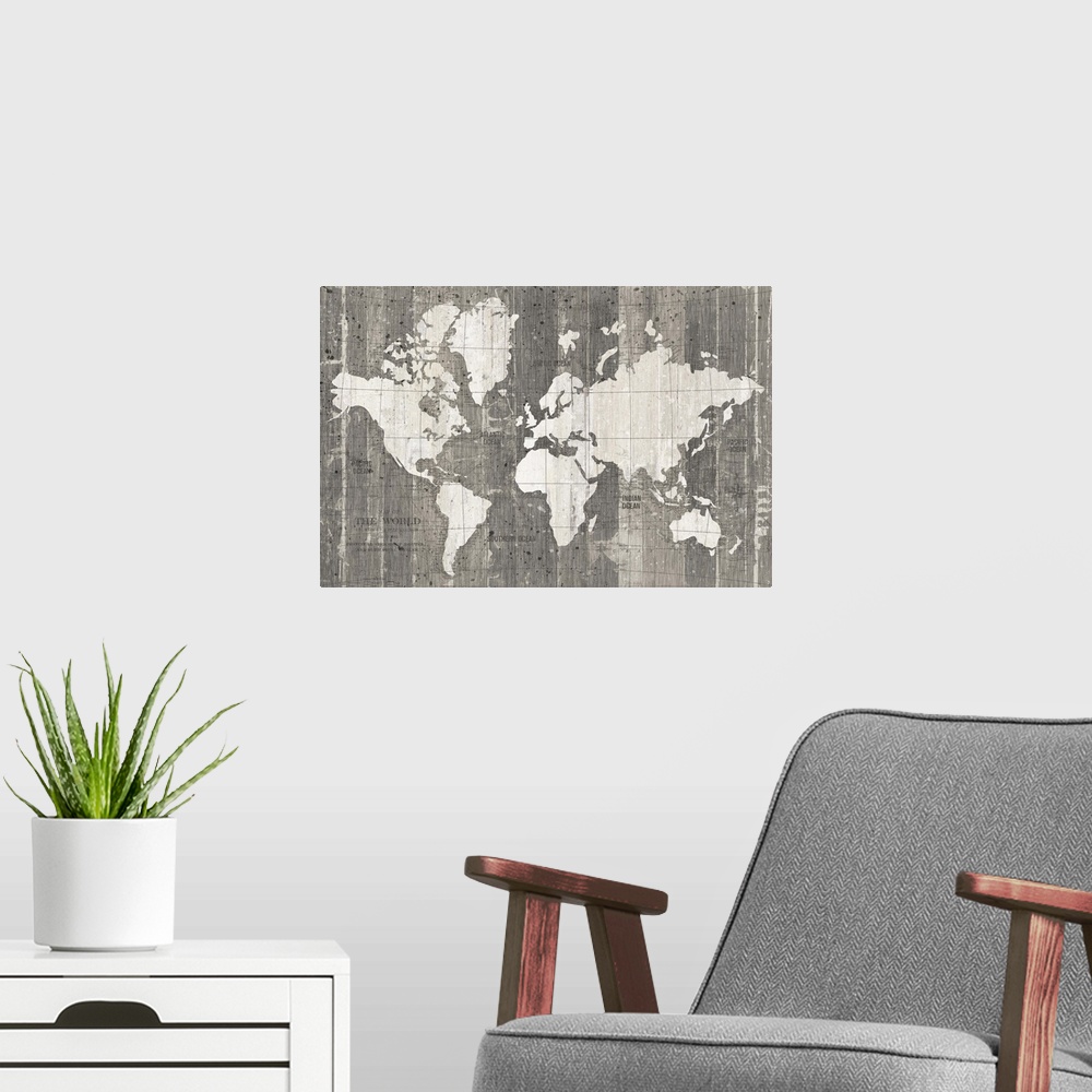 A modern room featuring Old World Map Neutral
