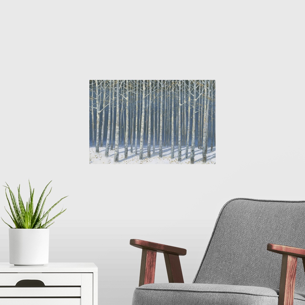 A modern room featuring Shimmering Birches