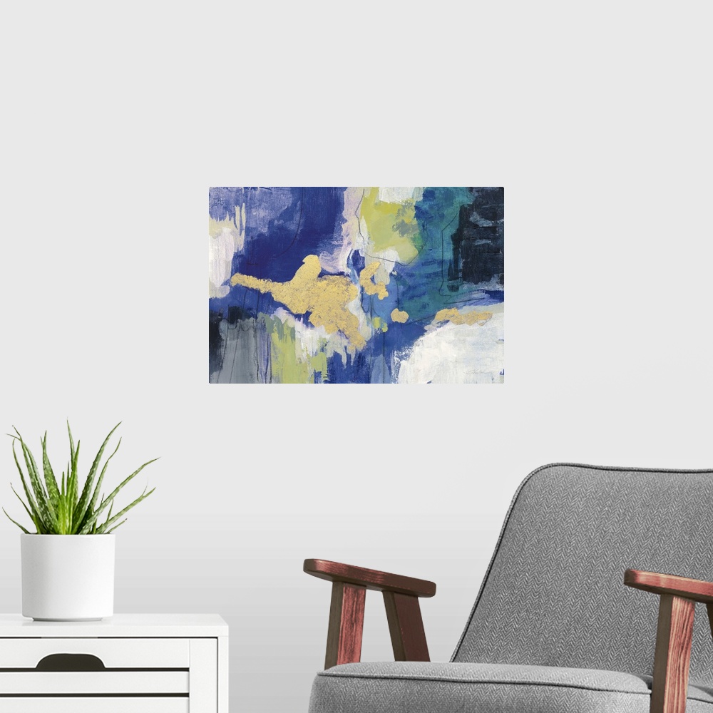 A modern room featuring Sparkle Abstract III Blue