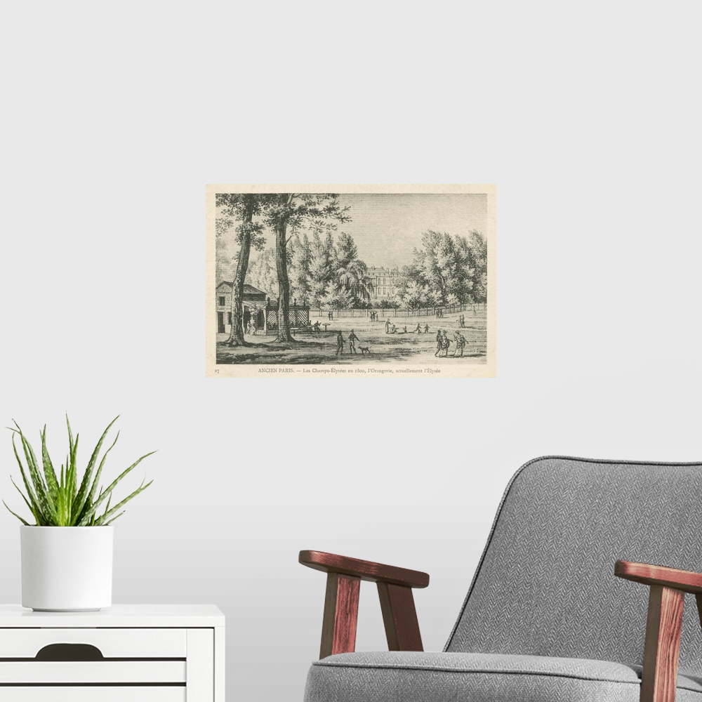 A modern room featuring Vintage Paris Postcard I