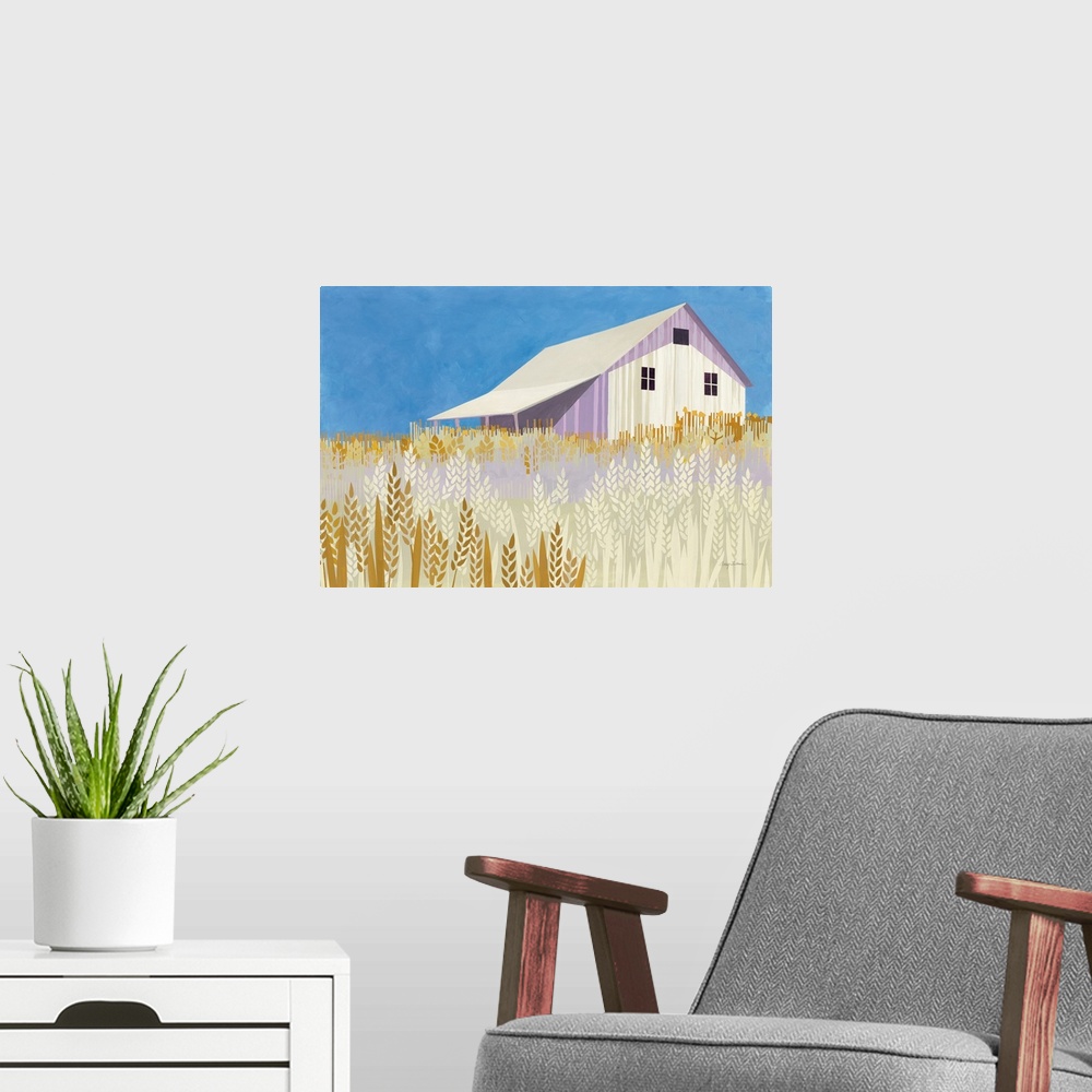 A modern room featuring Wheat Fields