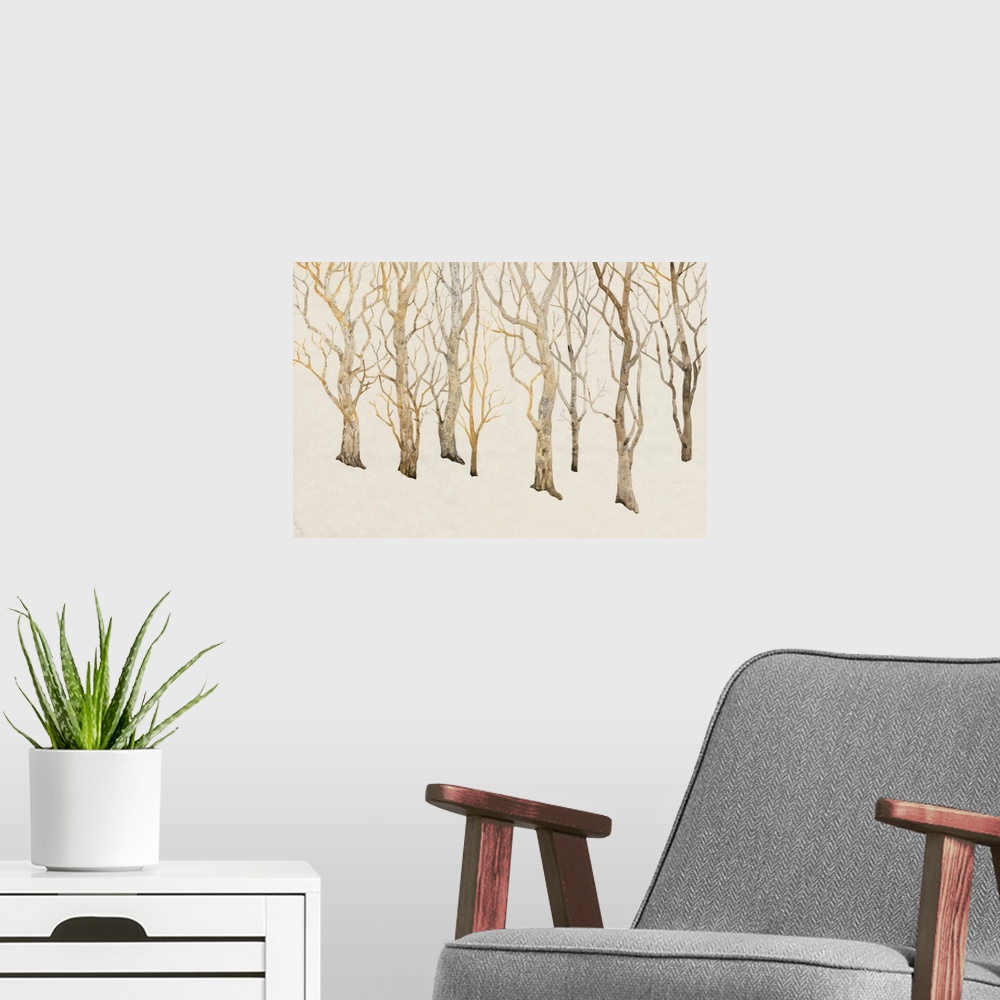 A modern room featuring Bare Trees II