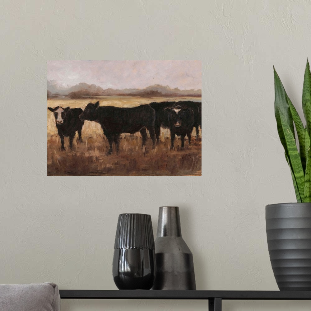 A modern room featuring Black Cows I