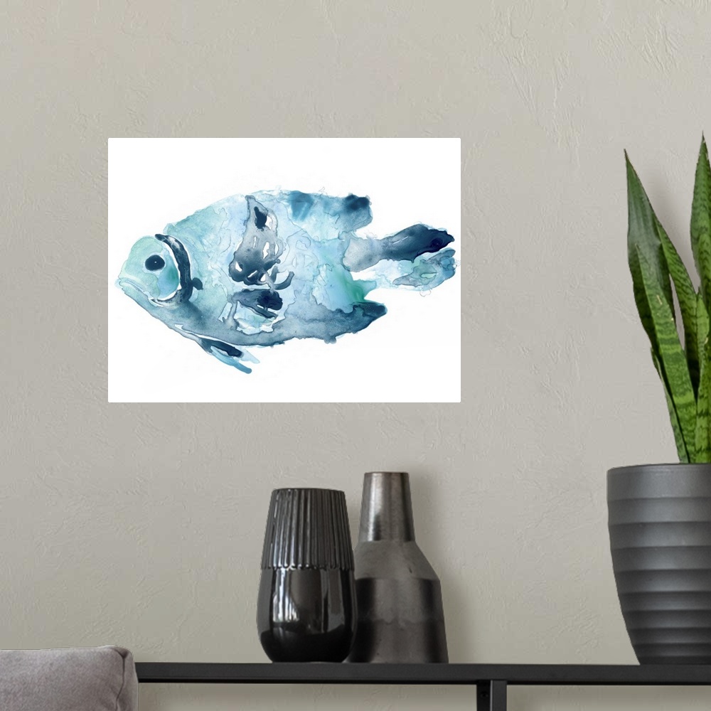 A modern room featuring Blue Ocean Fish II