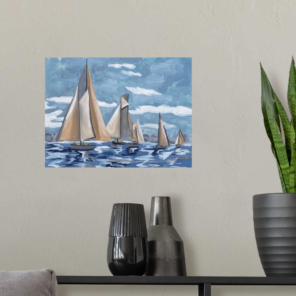 A modern room featuring Boats At Sea I