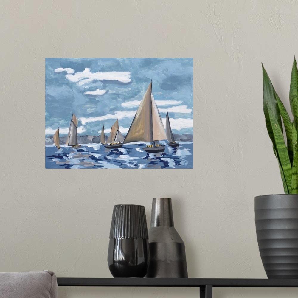 A modern room featuring Boats At Sea II