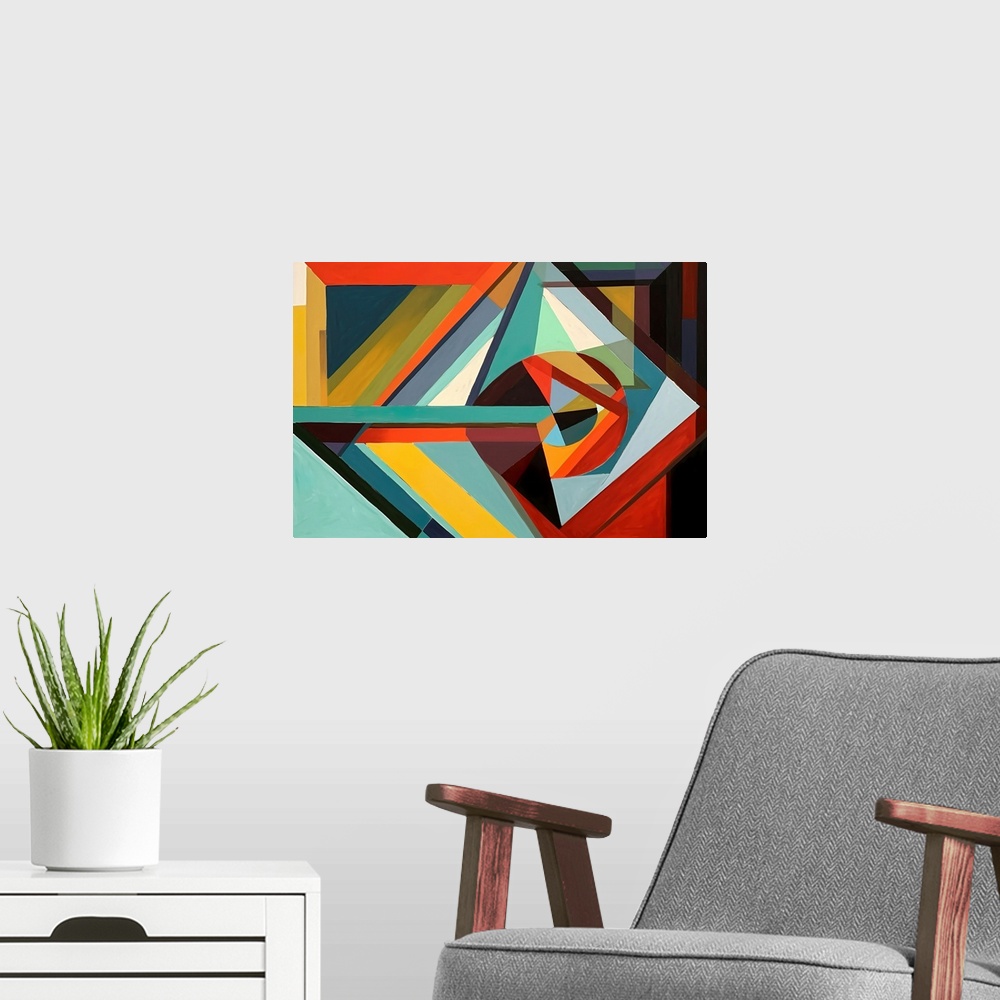 A modern room featuring Colorful Geometric Abstraction VII