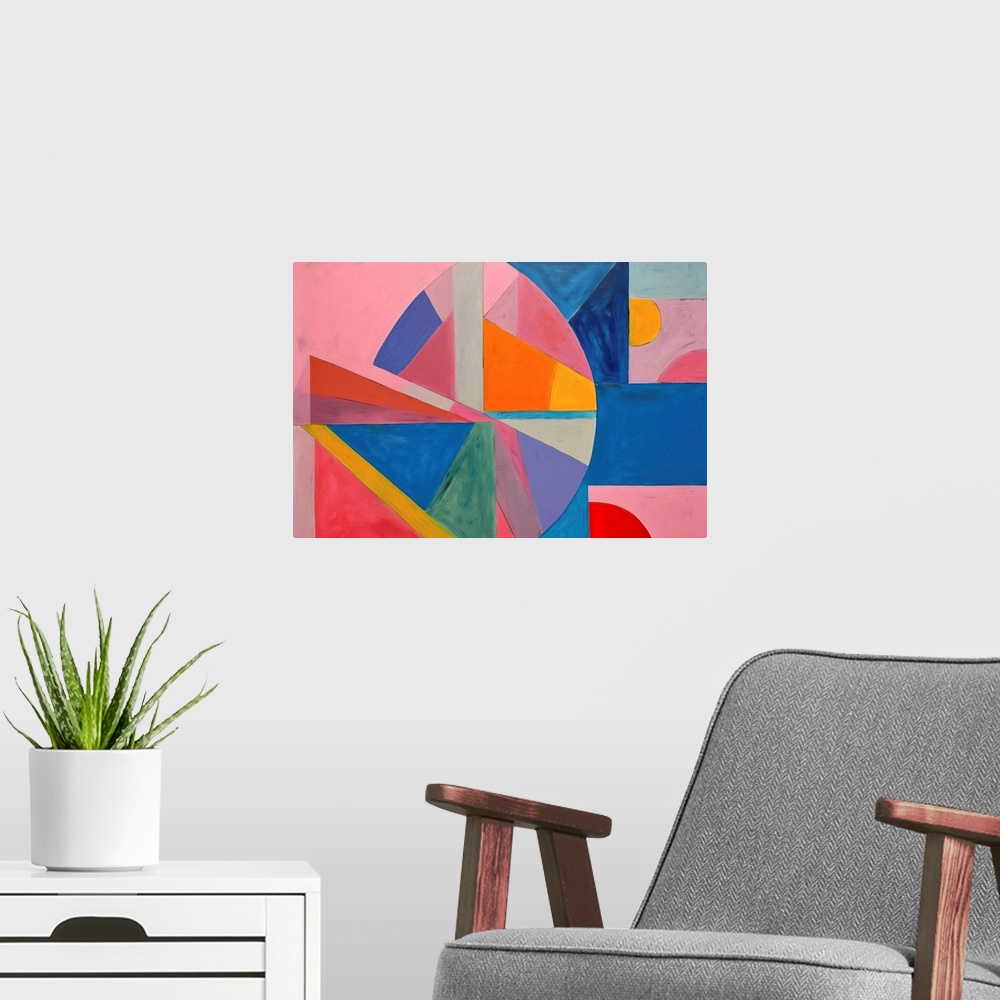 A modern room featuring Colorful Geometric Abstraction XVIII