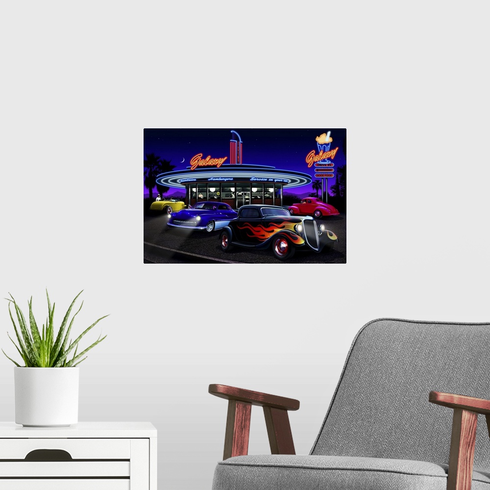 A modern room featuring Diners and Cars VII