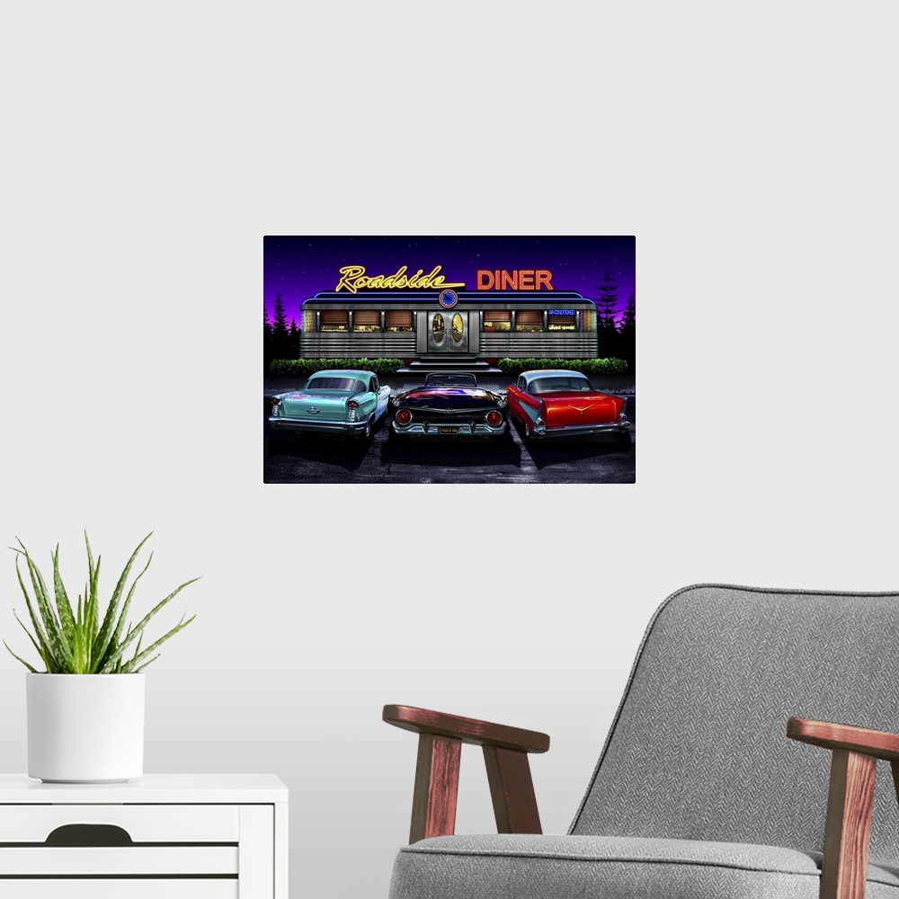 A modern room featuring Diners and Cars VIII