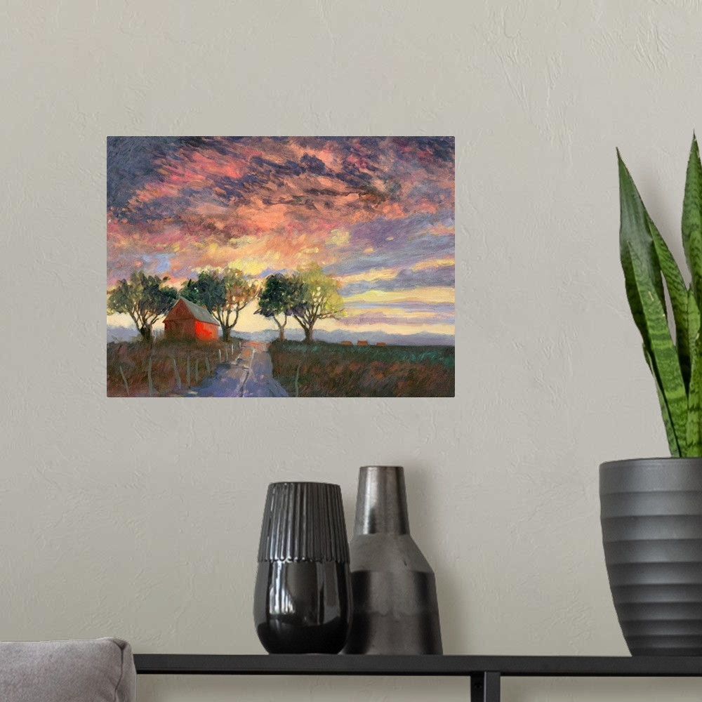 A modern room featuring Fire In The Sky