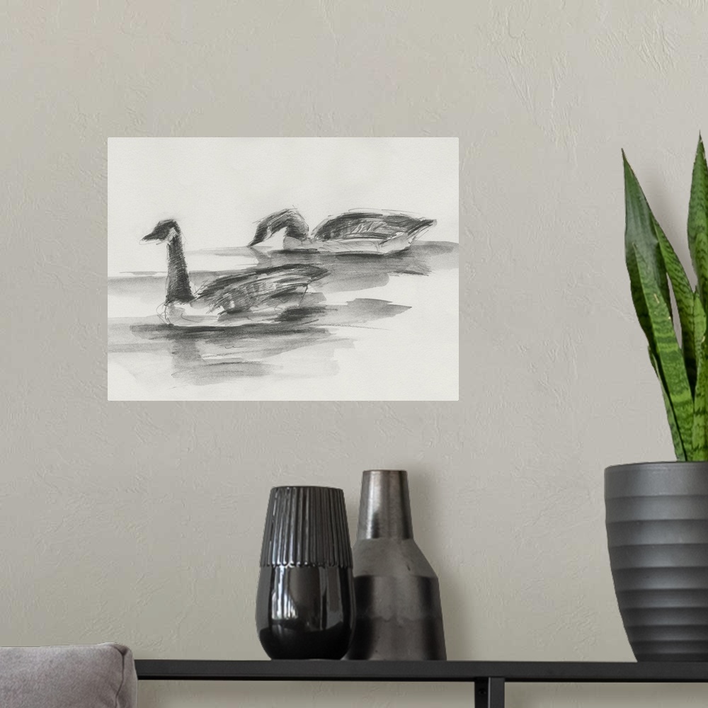 A modern room featuring Geese Study II