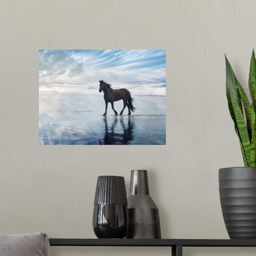 A modern room featuring Horse Motion VI