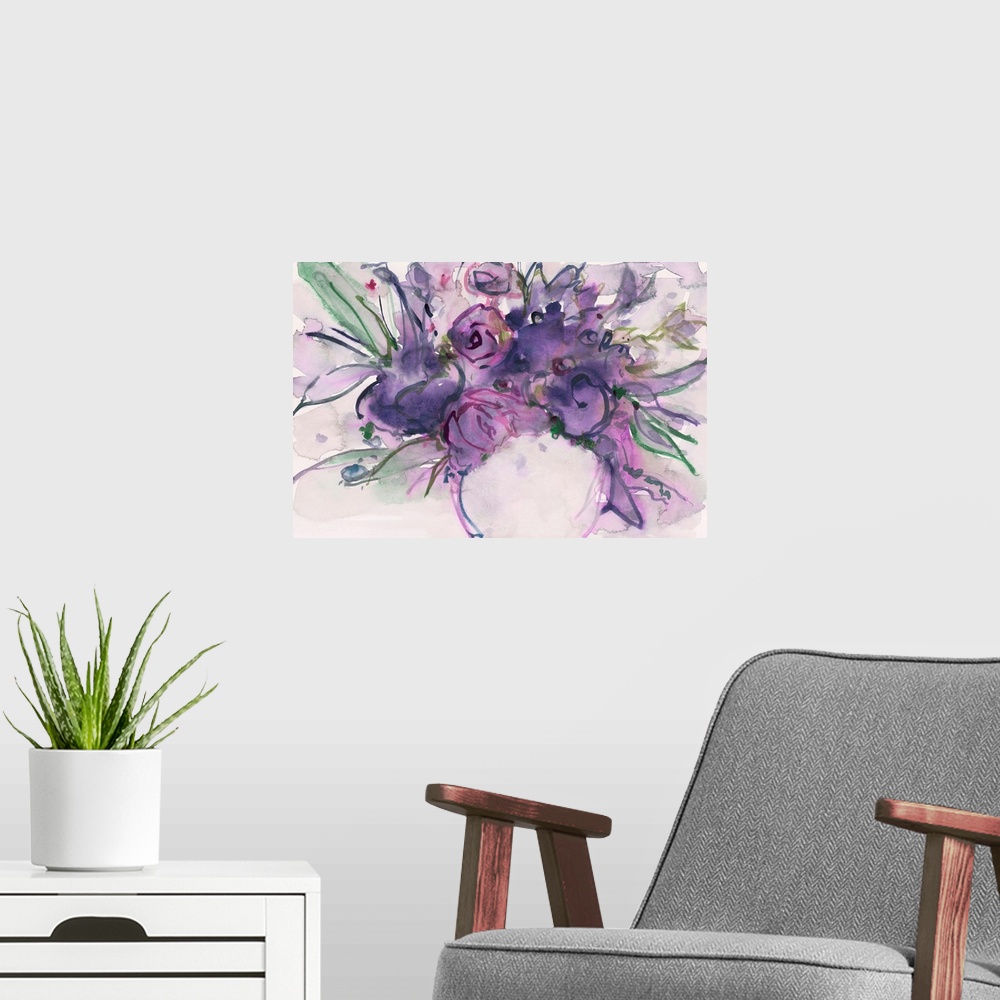 A modern room featuring Lavender Floral Splendor I