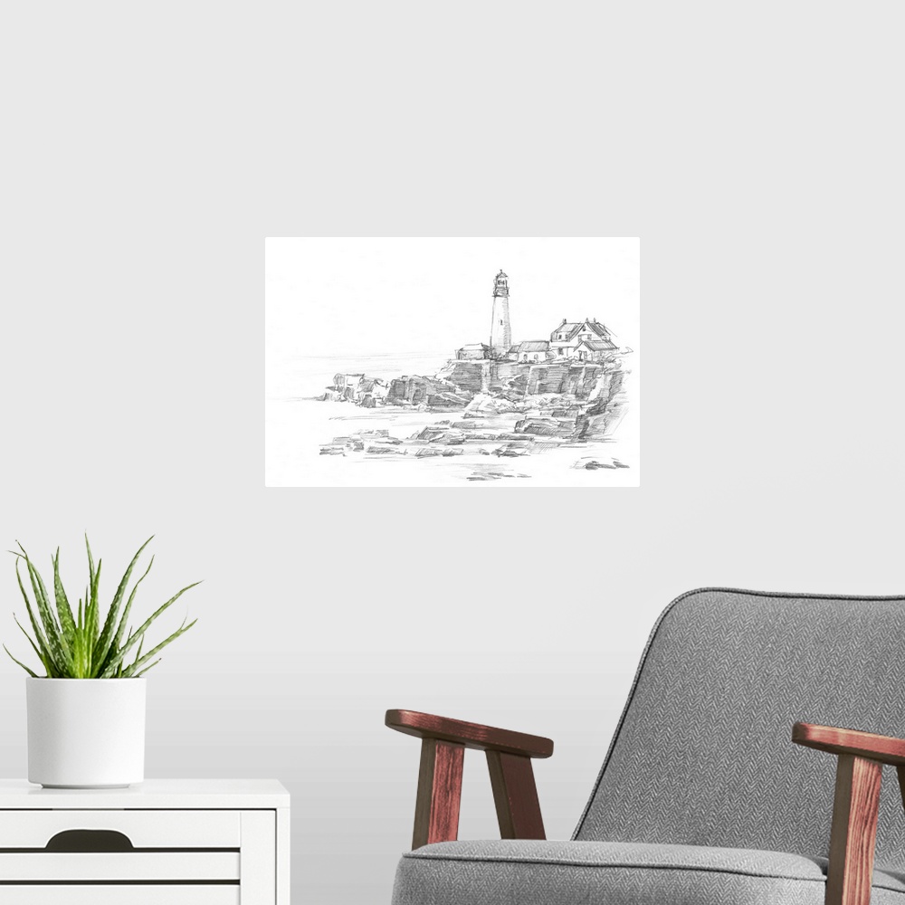 A modern room featuring Lighthouse Sketch II