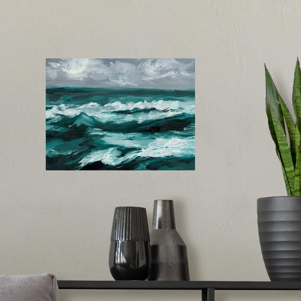 A modern room featuring Moonlit Waves I