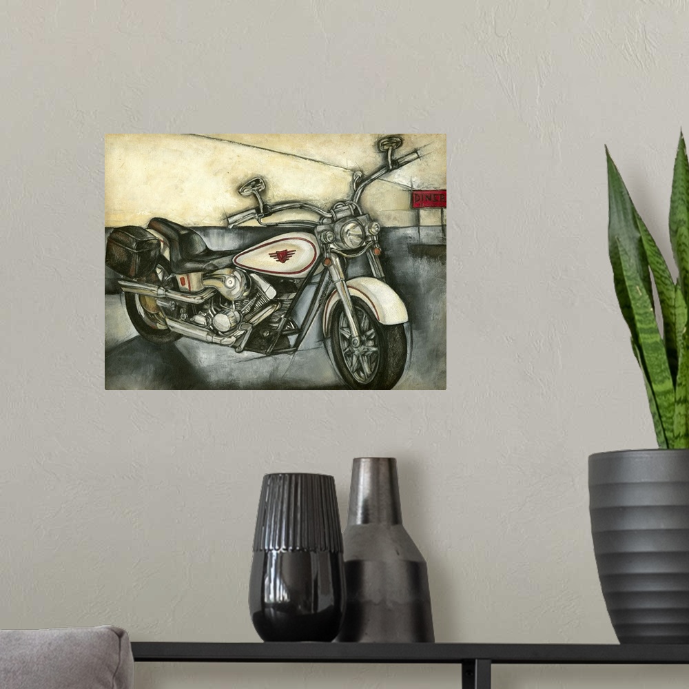 A modern room featuring Motorcycle Memories I