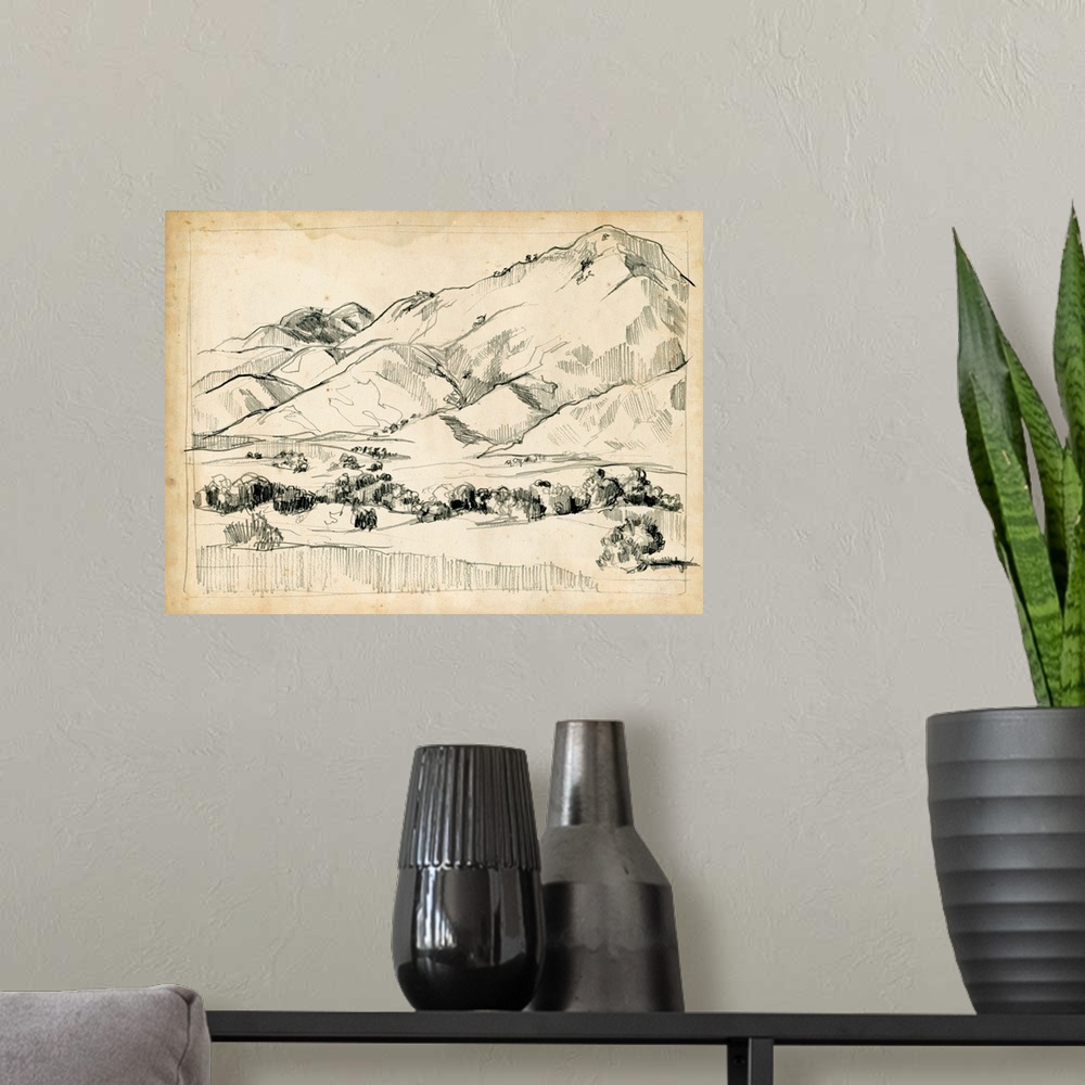 A modern room featuring Mountain Sketch I
