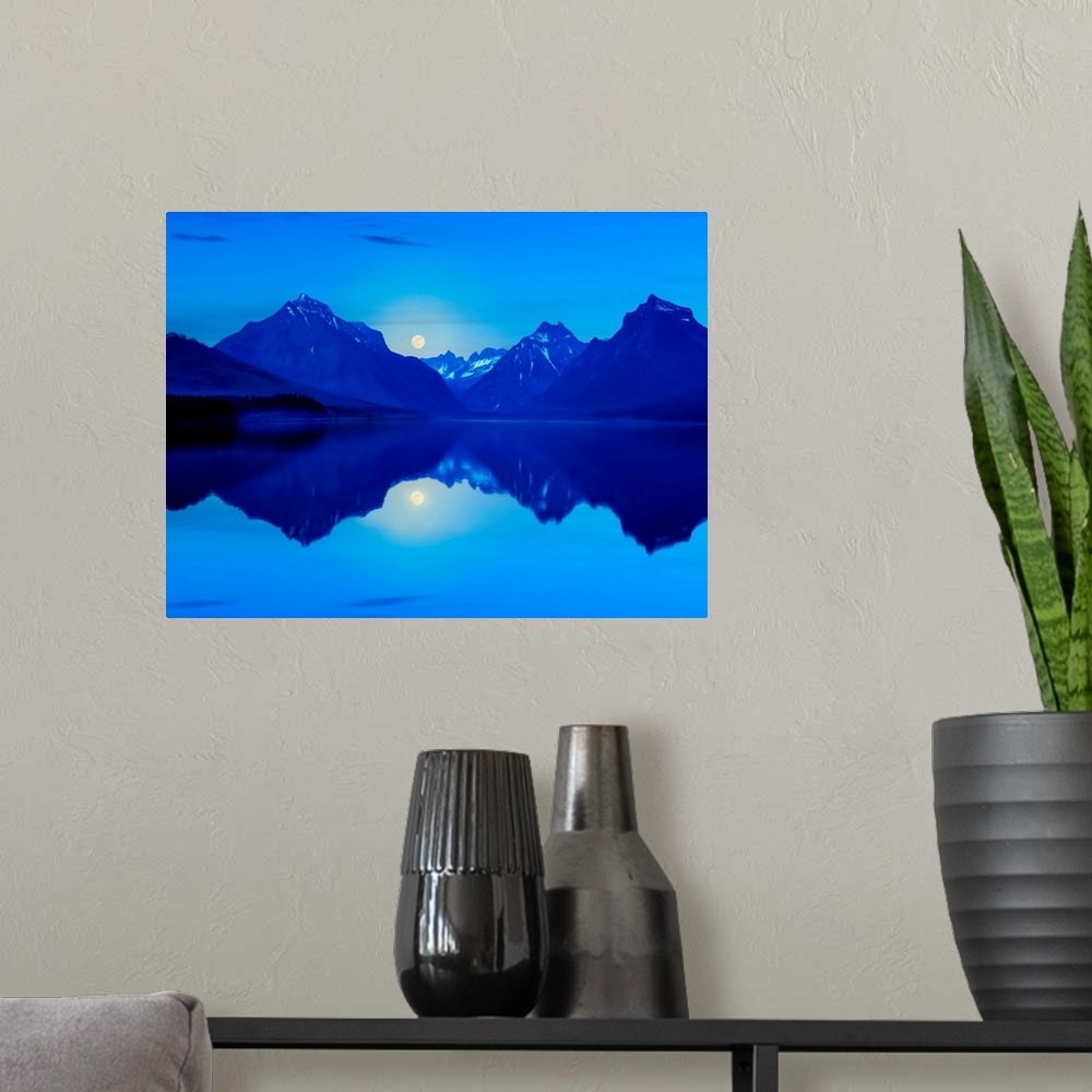 A modern room featuring Mountainscape Photograph II