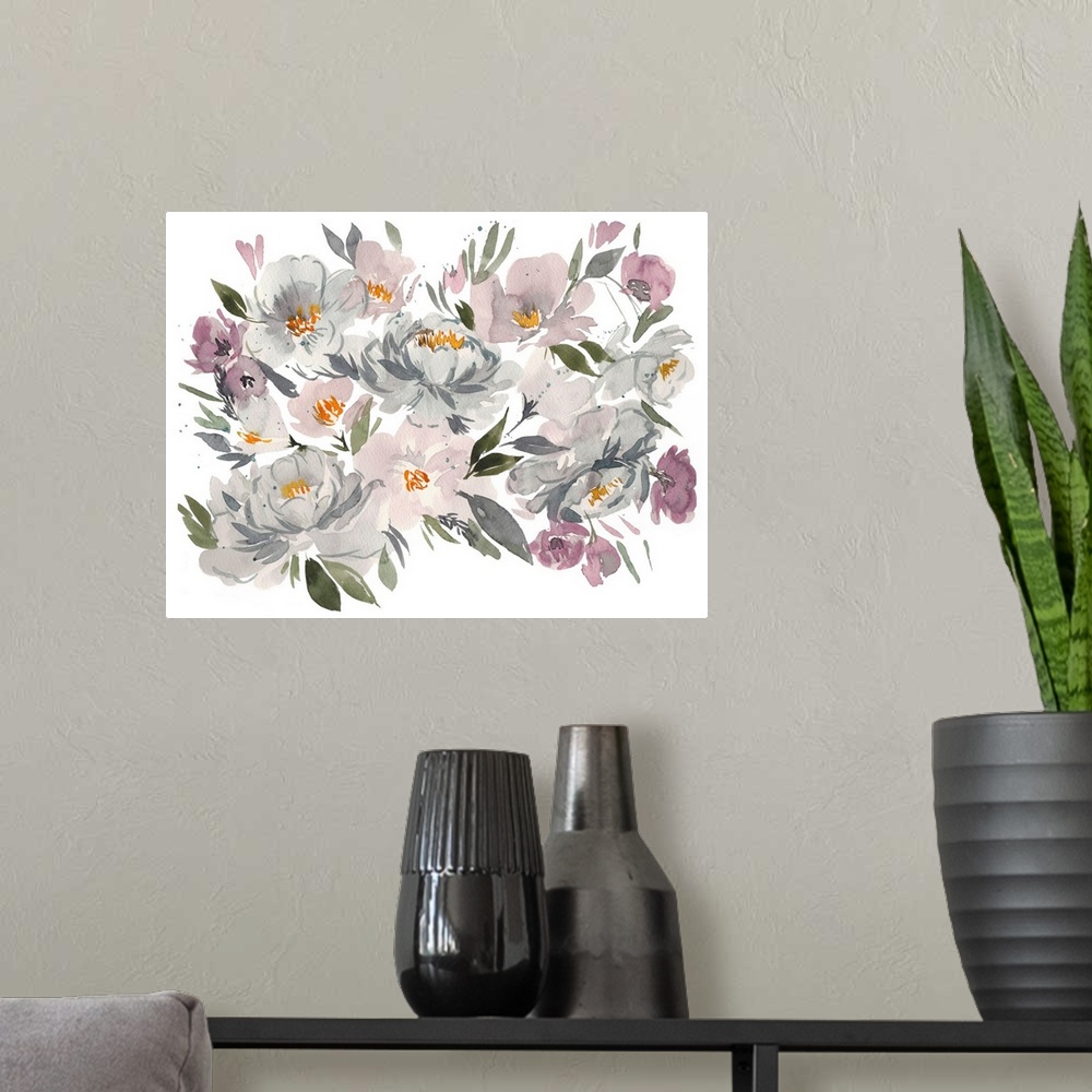 A modern room featuring Pale Flowers I