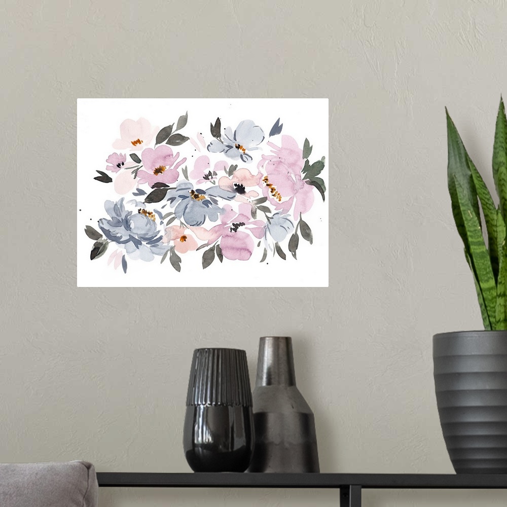 A modern room featuring Pale Flowers II