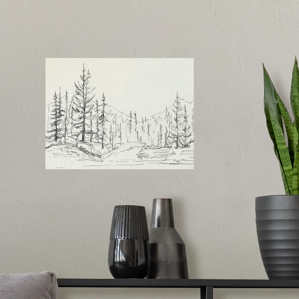A modern room featuring Piney Forest II